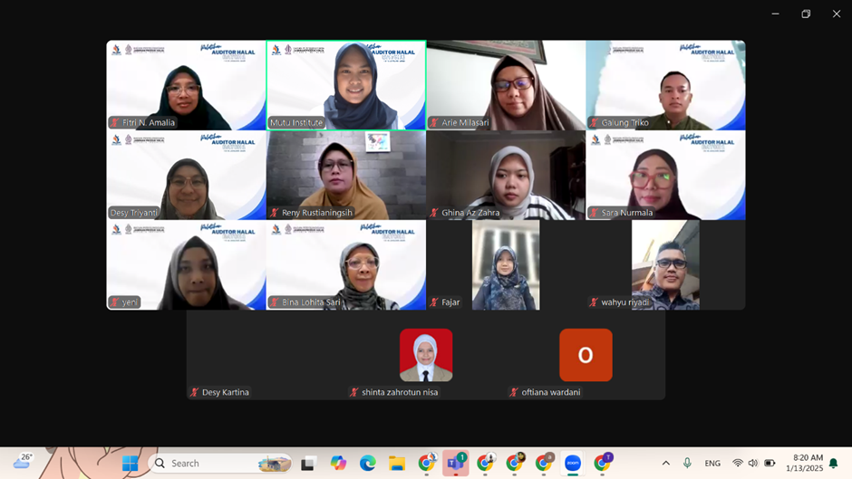 Pelatihan Auditor Halal Batch 1 - Mutu Institute