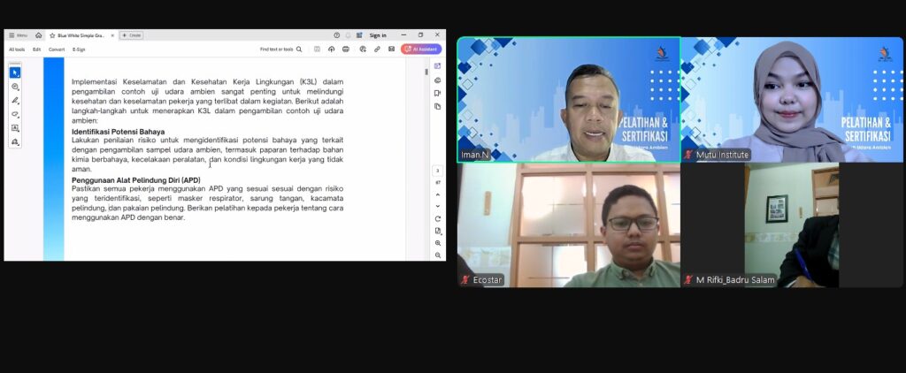 Pelatihan PPC Uji Udara Ambien: Meningkatkan Kompetensi dalam Pengambilan Sampel Udara