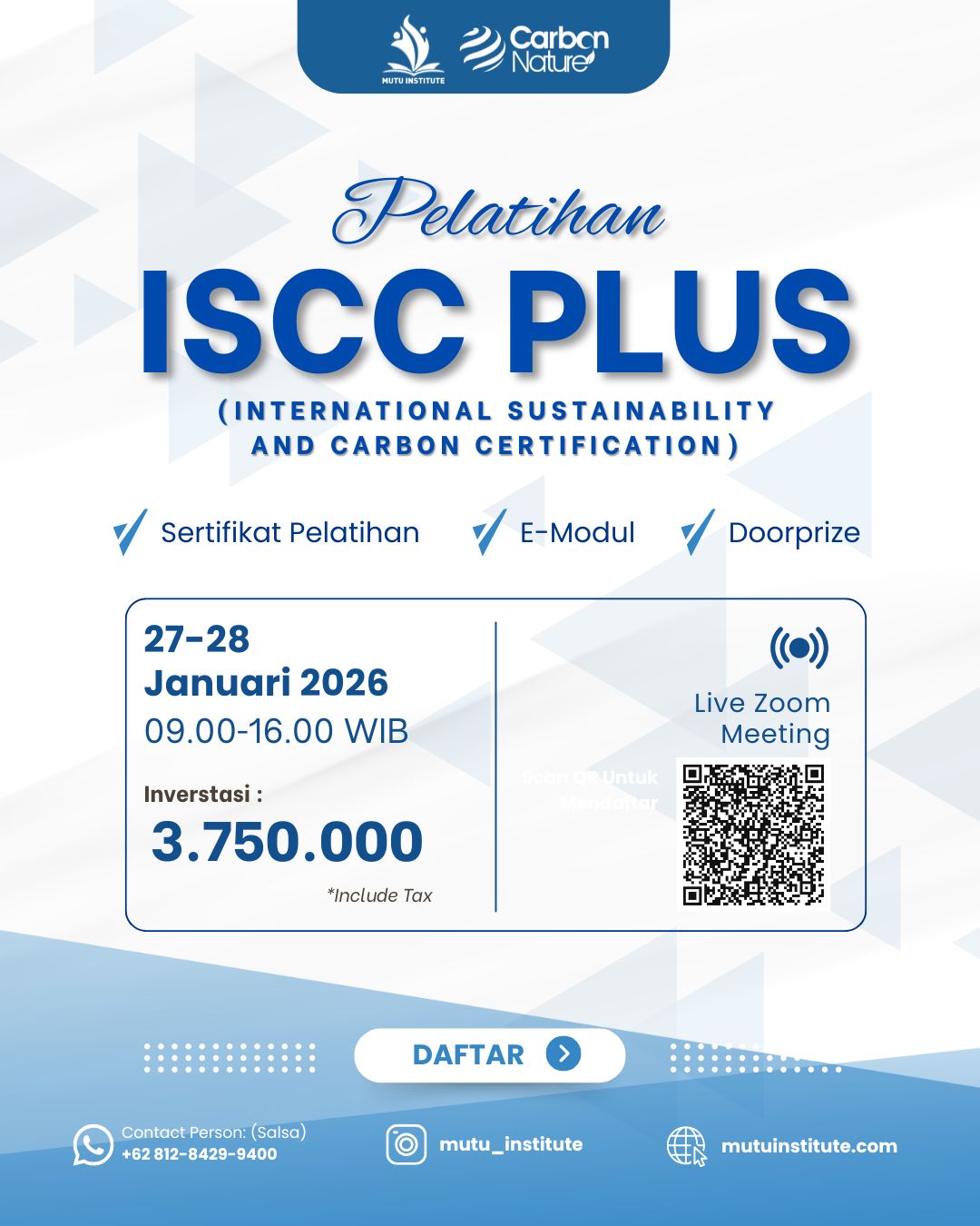 Pelatihan ISCC PLUS (International Sustainability and Carbon Certification) | Januari 2026