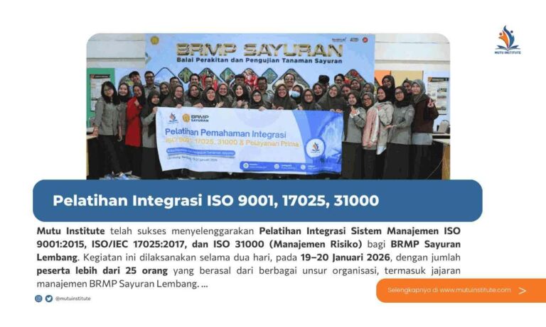 Flyer Pelatihan Integrasi ISO 9001, 17025, 31000 di BRMP Lembang