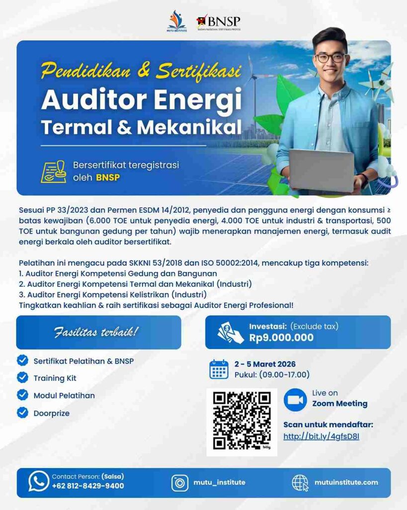 Flyer Auditor Energi Termal & Mekanikal - Mutu Institute februari 2026