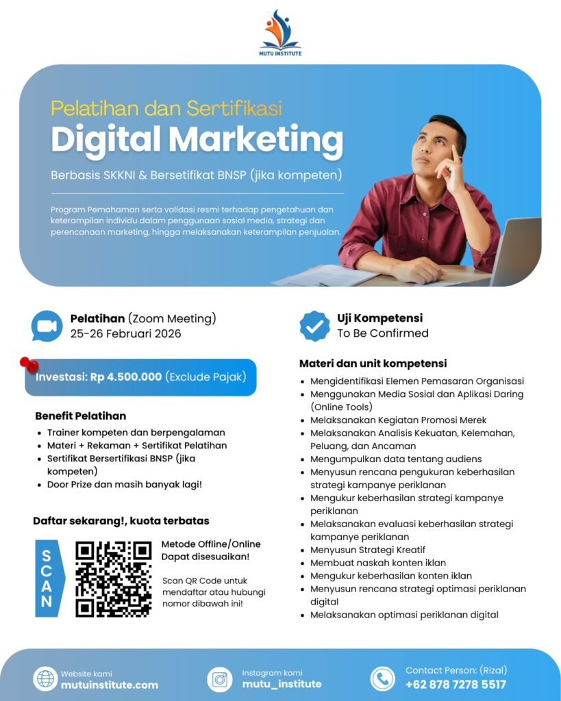 Pelatihan dan sertifikasi Digital marketing - februari 2026