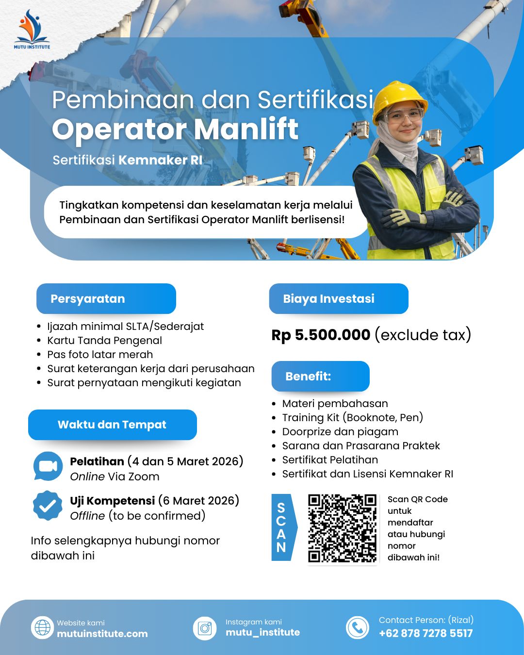Pembinaan & Sertifikasi Operator Manlift – Maret 2026