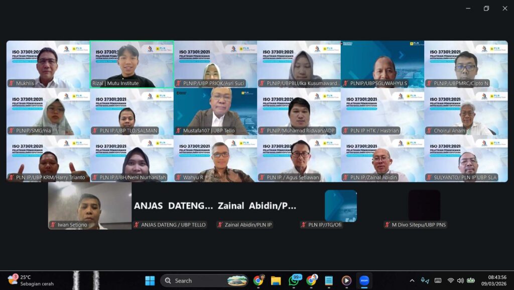 Pelatihan Awareness ISO 37301 2021 Mutu Institute dan PLN Indonesia Power -7