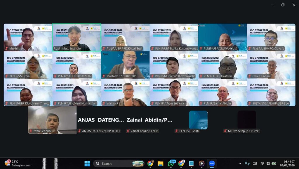 Pelatihan Awareness ISO 37301 2021 Mutu Institute dan PLN Indonesia Power -8