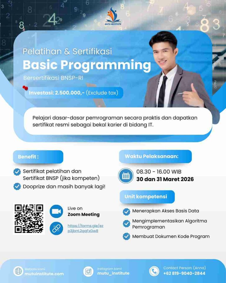 Pelatihan Basic programming - Maret 2026 - Mutu Institute