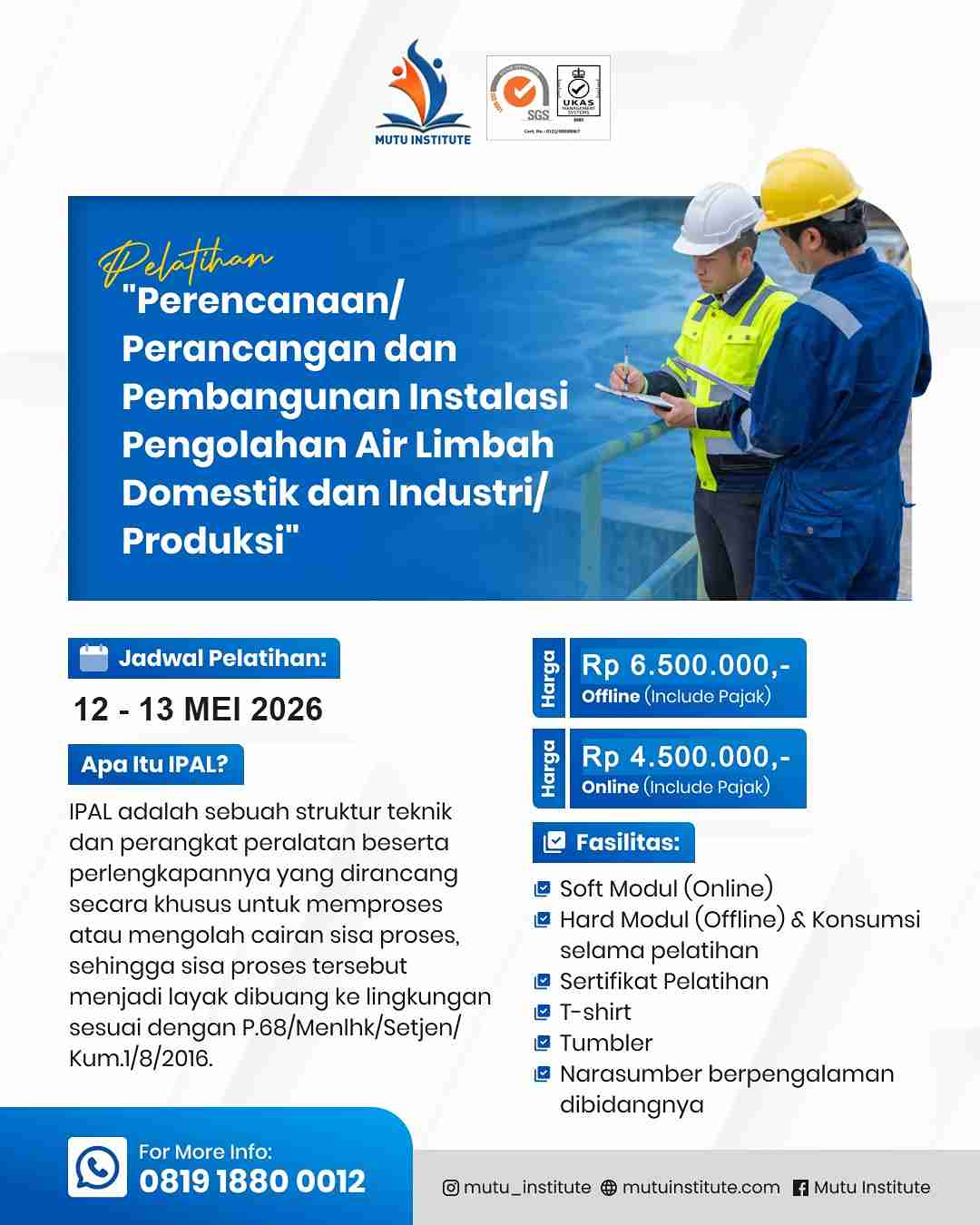 Pelatihan Perencanaan dan Pembangunan IPAL Domestik serta Industri – Mei 2026
