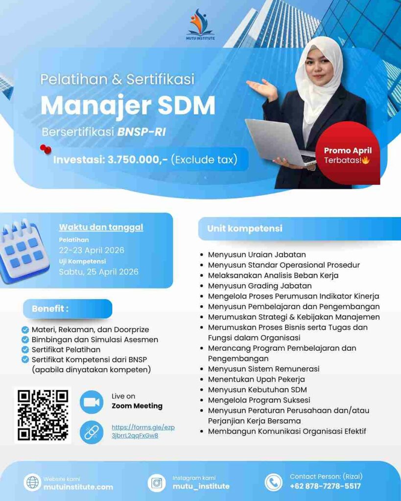 Manajer SDM - April 2026 - Mutu Institute