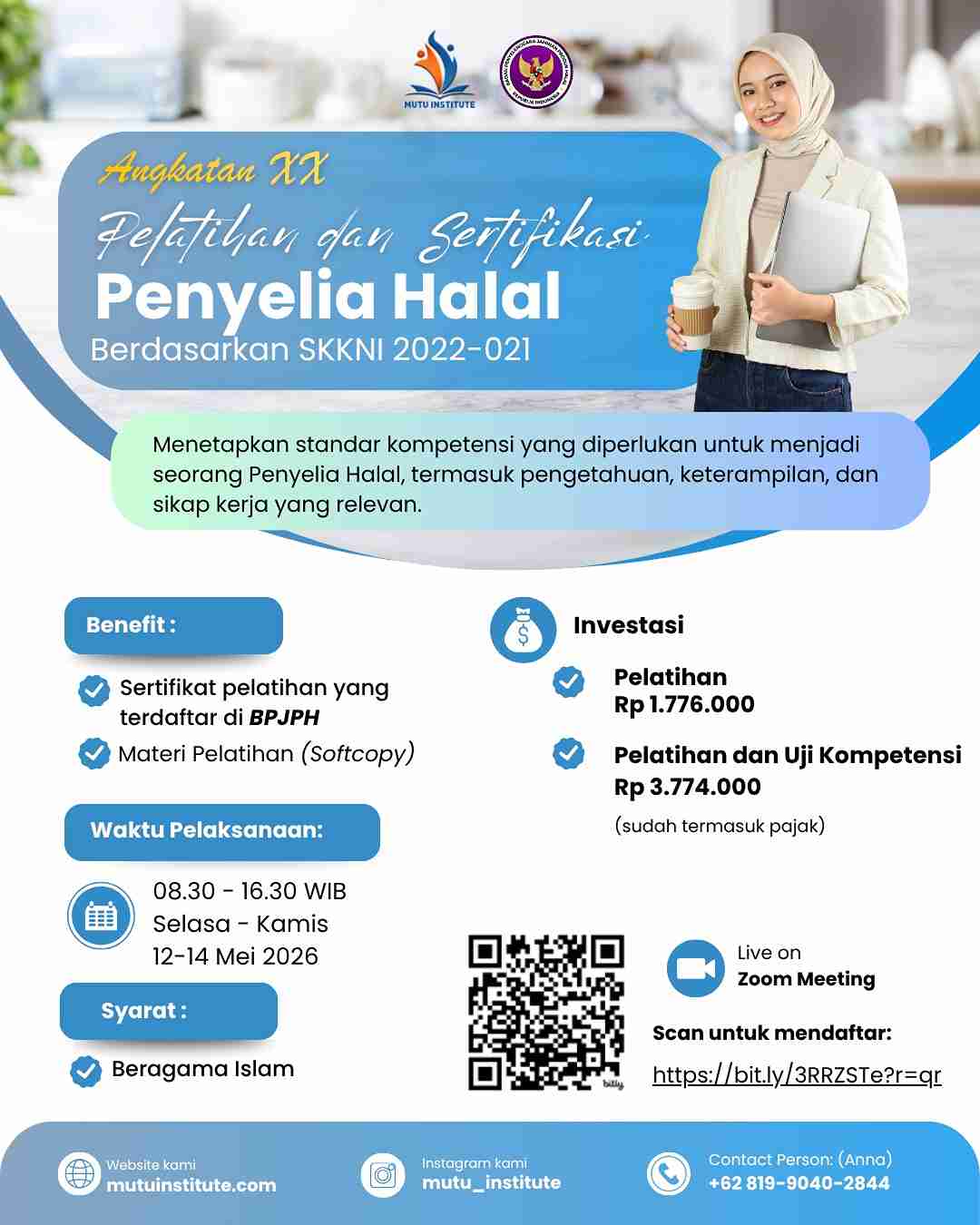 Pelatihan dan Sertifikasi Penyelia Halal Mei 2026: Standar SKKNI 2022-021