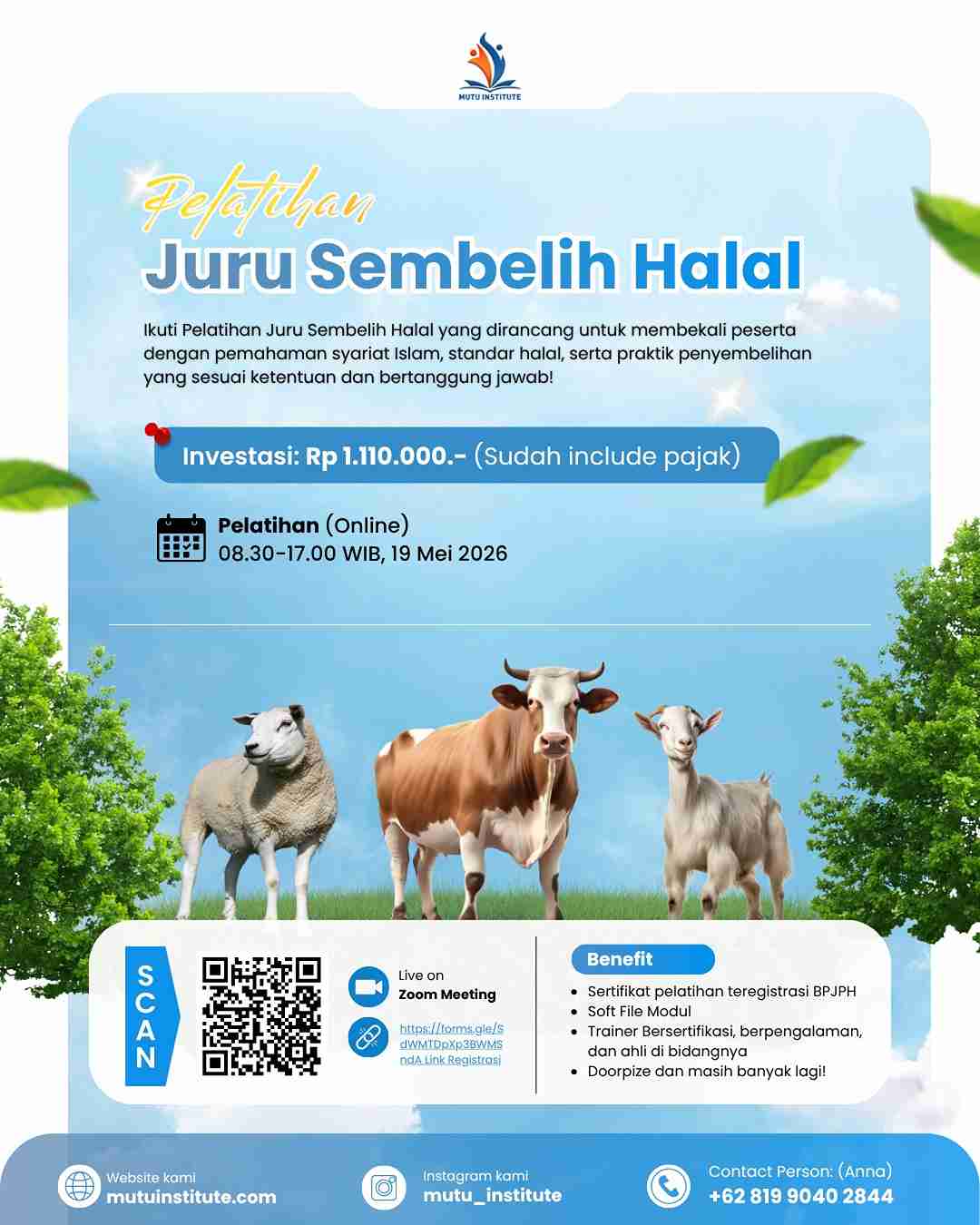 Pelatihan Juru Sembelih Halal (JULEHA) Mei 2026: Standar Kompetensi Syariat & Halal