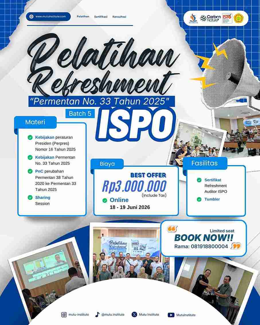 Pelatihan Refreshment ISPO Batch 5 – Online Training, Juni 2026