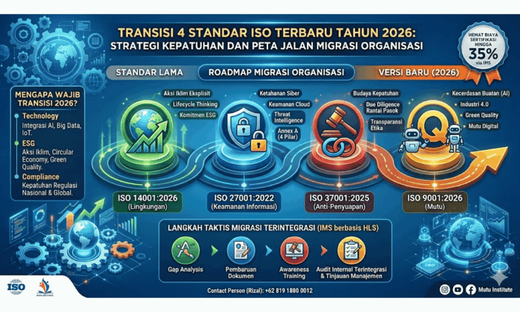 Transisi 4 Standar ISO Terbaru - ISO 14001 - ISO 27001 - ISO 37001 - ISO 9001 - Mutu Institute