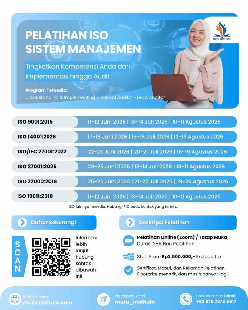 Pelatihan ISO Sistem Manajemen - Juni Agustus 2026
