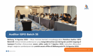 Mutu Institute Sukses Selenggarakan Pelatihan Auditor ISPO Batch 35 di Belitung