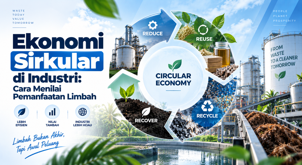 Ilustrasi ekonomi sirkular di industri dalam kegiatan perusahaan atau perkebunan