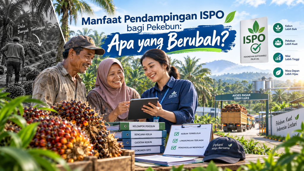 Ilustrasi manfaat pendampingan ISPO bagi pekebun dalam kegiatan perusahaan atau perkebunan