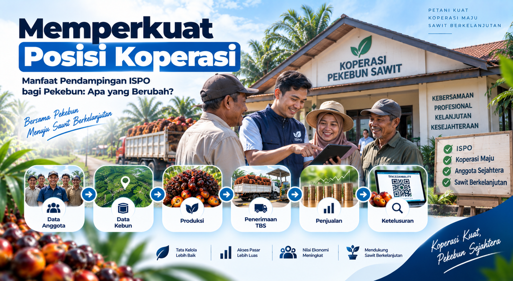 Ilustrasi manfaat pendampingan ISPO bagi pekebun dalam kegiatan perusahaan atau perkebunan