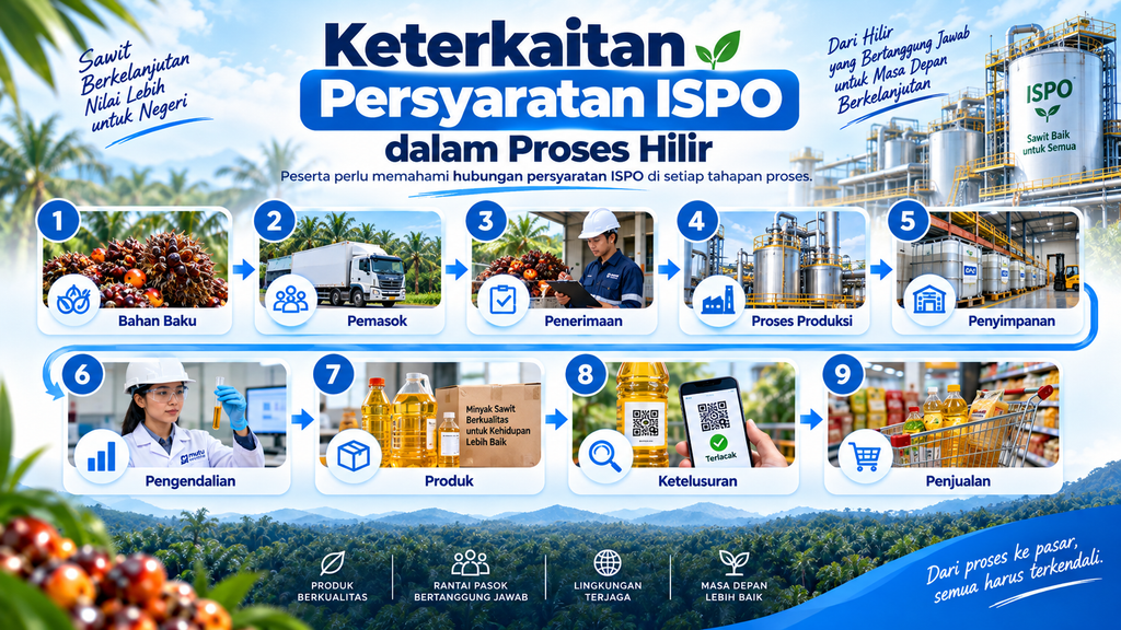Ilustrasi pelatihan awareness ISPO hilir dalam kegiatan perusahaan atau perkebunan.